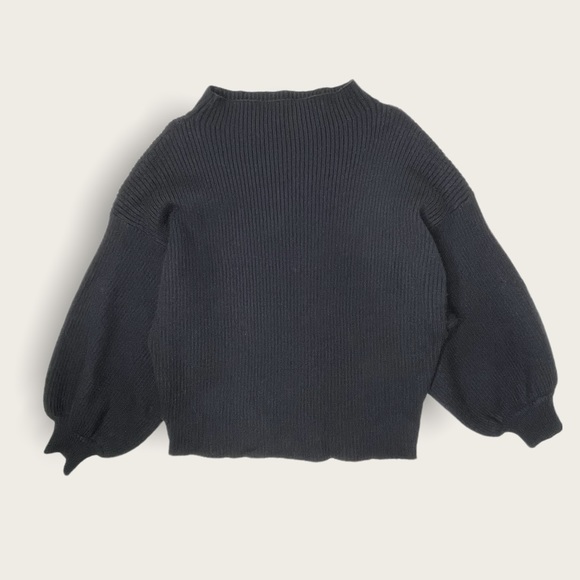 Line + Dot Black Alder Funnel Neck Rib Knit Sweater Size Small - Picture 4 of 12